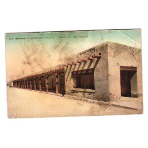 Old Territorial Governors Palace Santa Fe NM Hand Colored Vintage Postcard